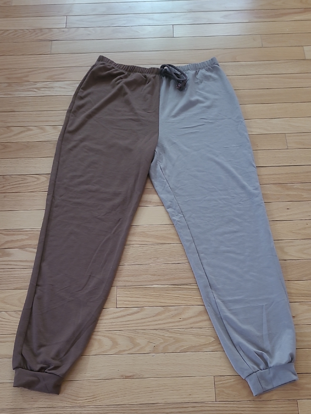 Source Unknown Two-Tone Brown and Gray Track Joggers
